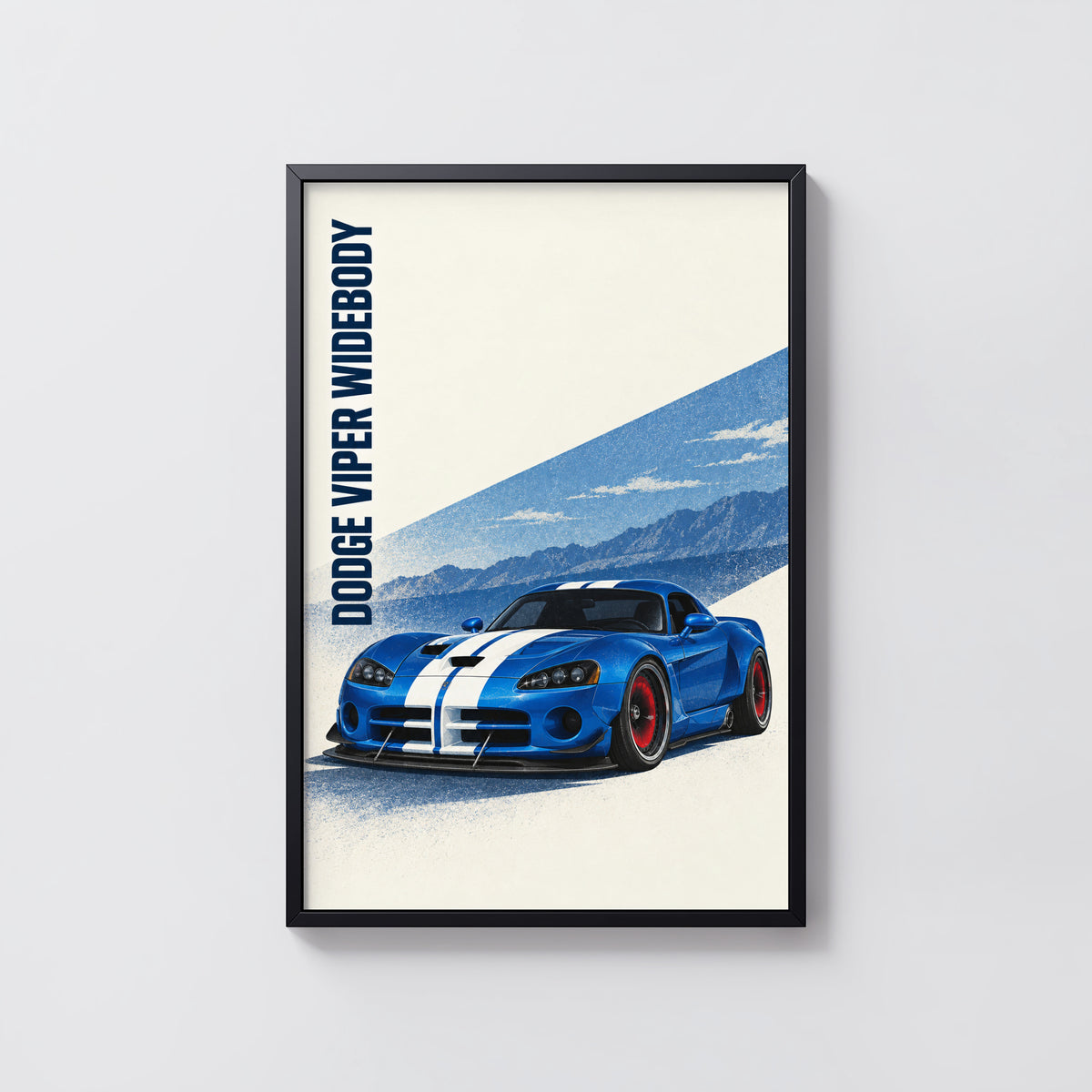 Vintage Dodge Viper Print, Blue Car Wall Art