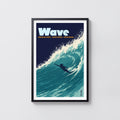 Vintage Surf Wave Print and Poster, Ocean Wall Art