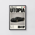 Vintage Pagani Utopia Print, Supercar Wall Art