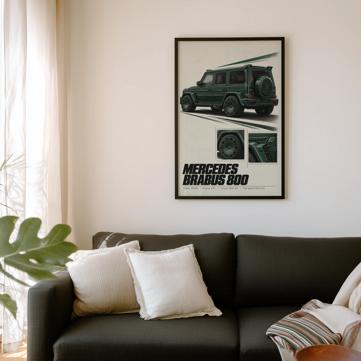 Vintage Mercedes Brabus 800 Print, Car Poster, Green G Wagon