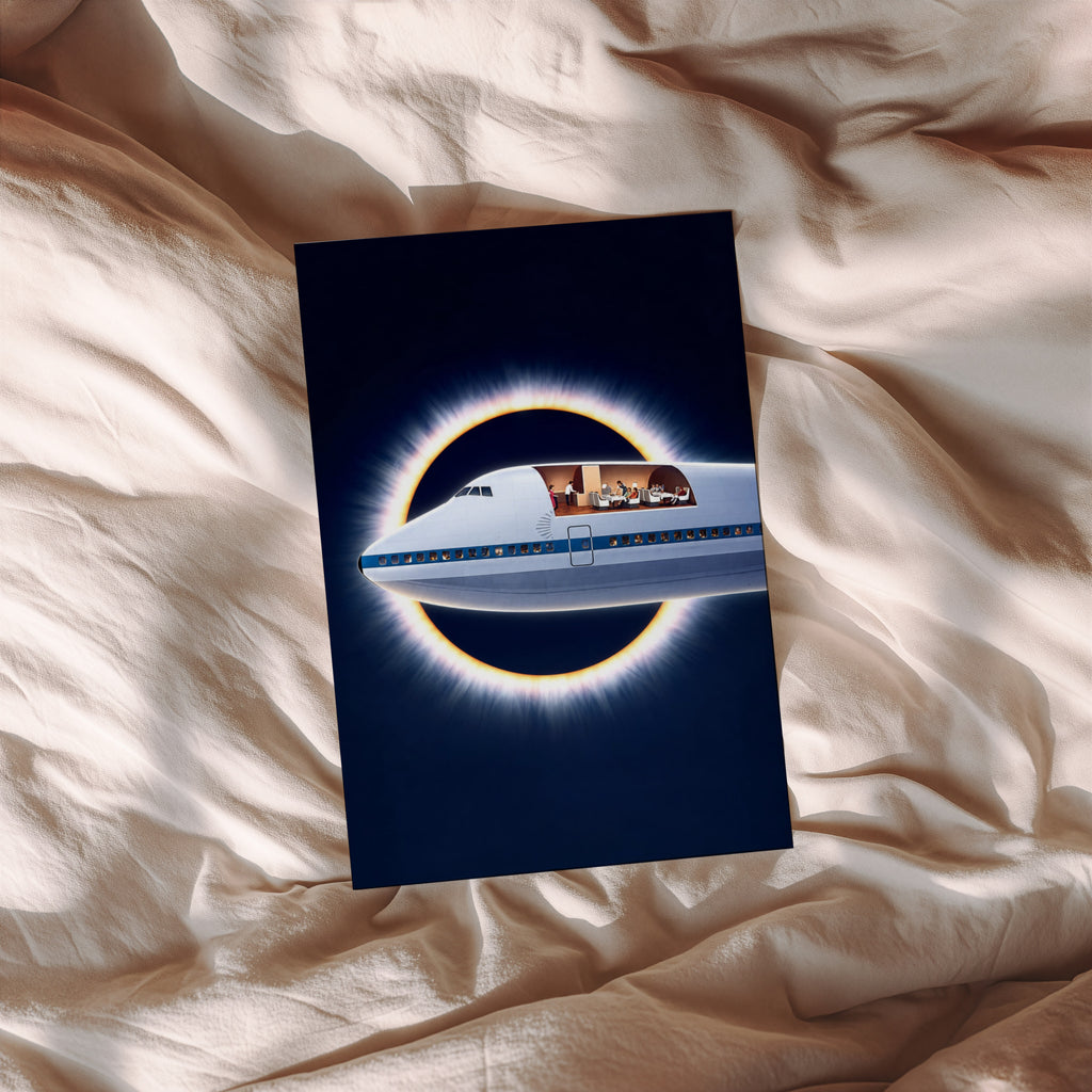 Vintage Jumbo Jet Poster, Eclipse Wall Art, Airline Print