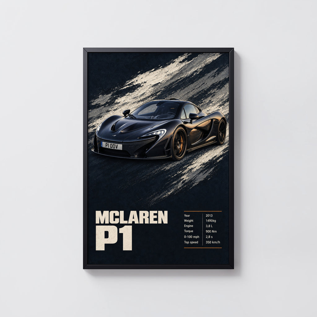Vintage McLaren P1 Print, Supercar Wall Art