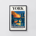 Vintage York Poster, England Travel Wall Art, Riverside