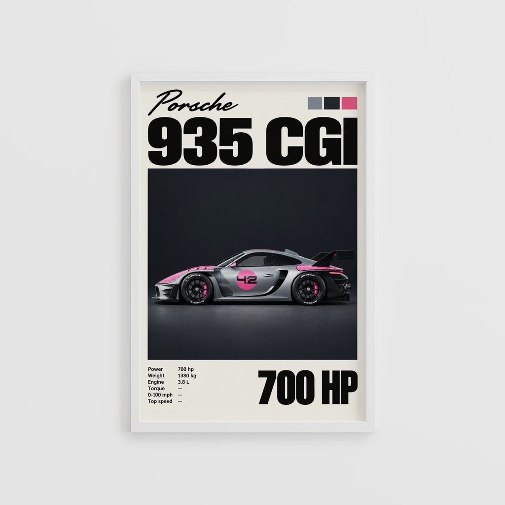 Vintage Print, Porsche 935 Racing Car Wall Art