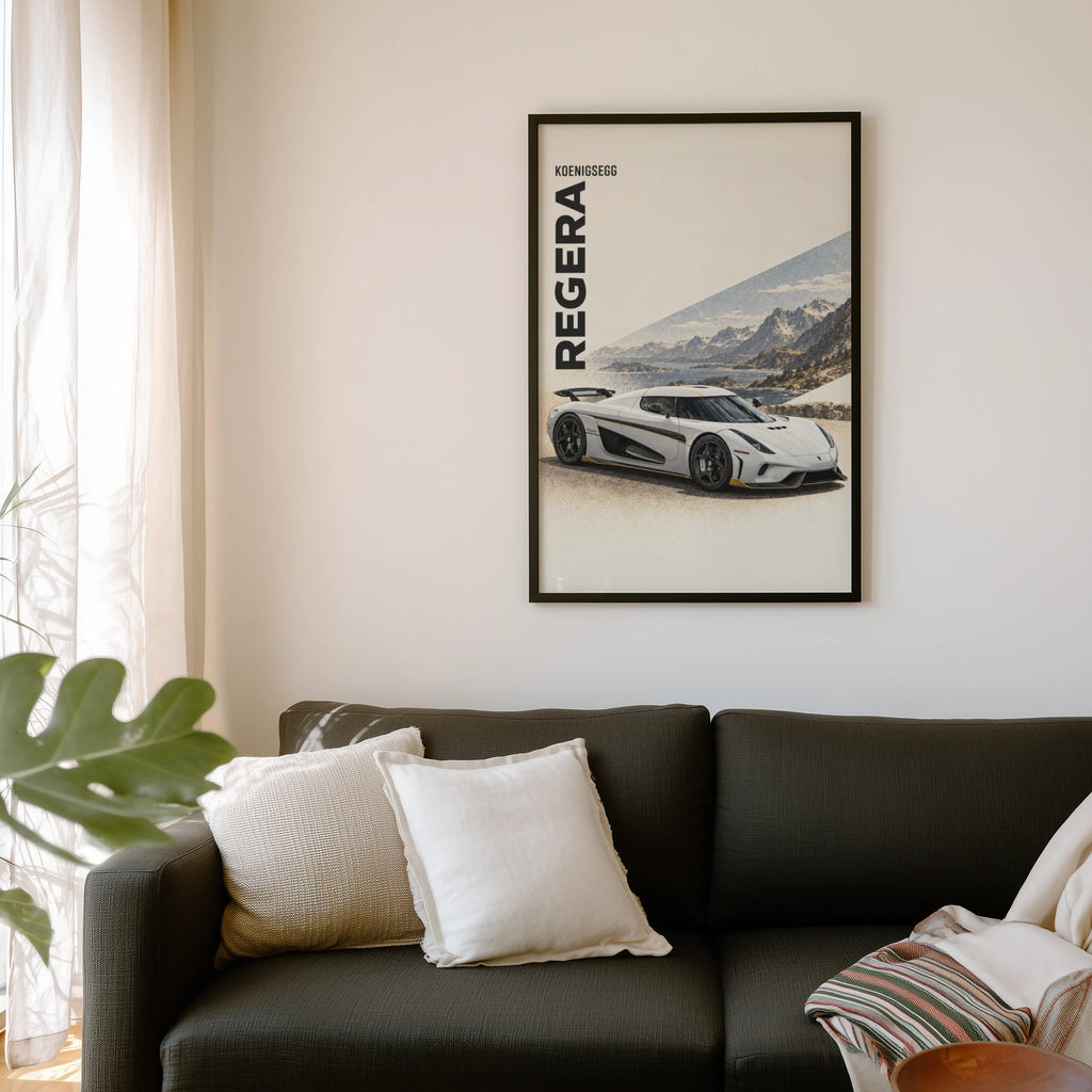 Vintage Koenigsegg Regera Print, Car Wall Art