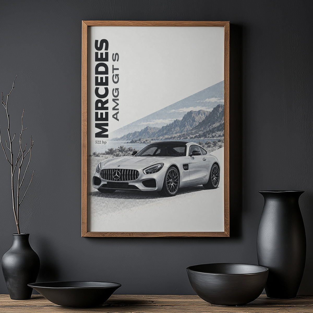 Vintage Mercedes AMG GT S Print, Car Wall Art
