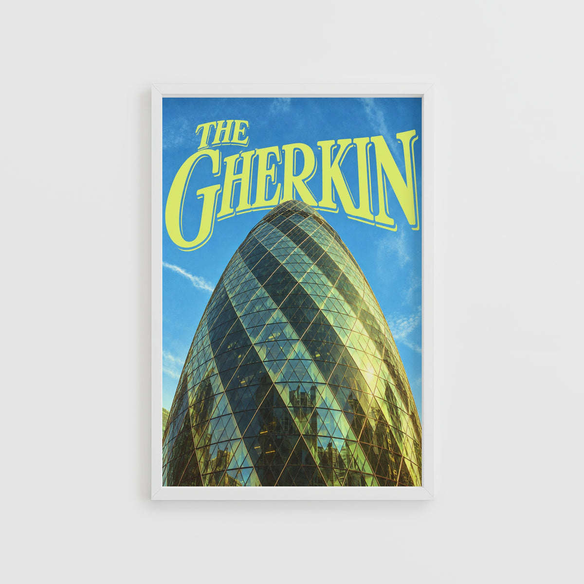 Vintage Gherkin London Poster, Skyscraper Wall Art, Print