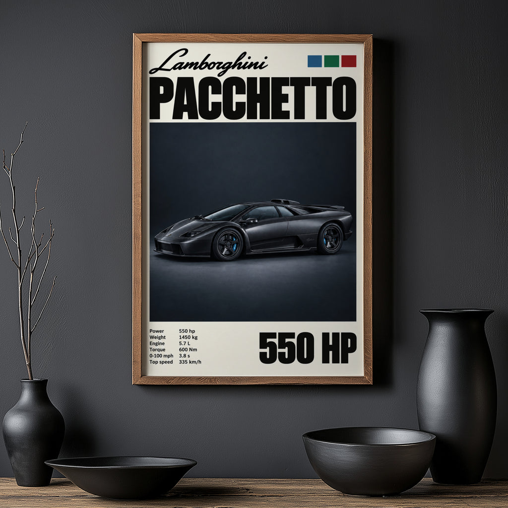 Vintage Lamborghini Print, Supercar Wall Art
