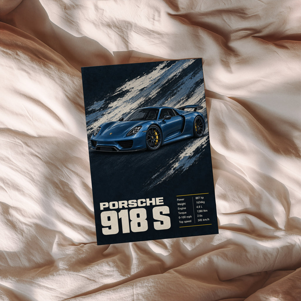 Vintage Porsche 918 S Print, Car Poster, Wall Art