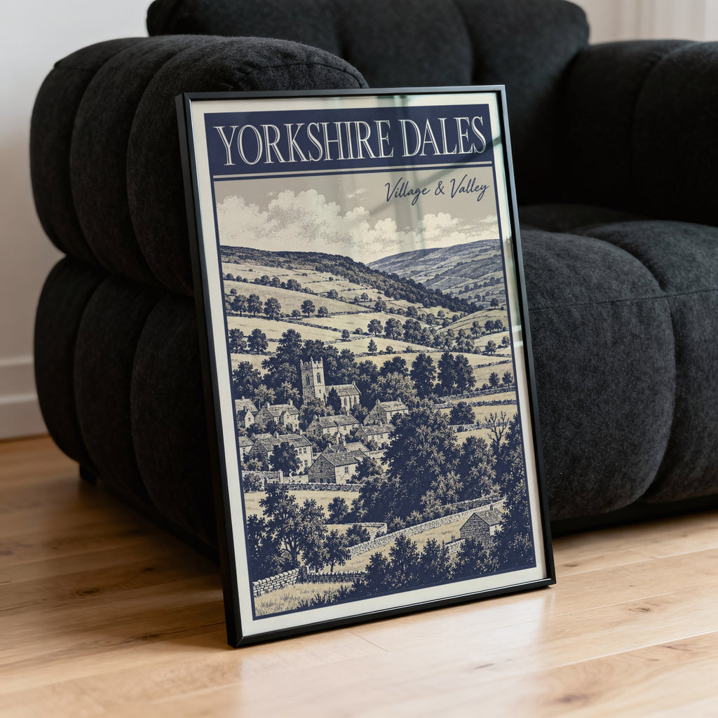 Vintage Yorkshire Dales Poster, Village Wall Art, Print