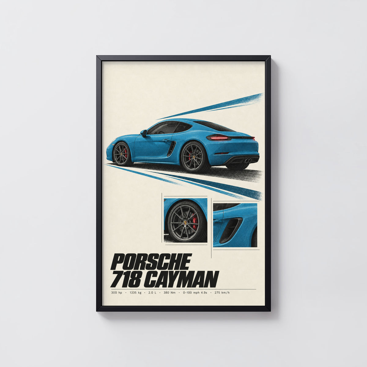 Vintage Porsche 718 Cayman Print, Car Wall Art