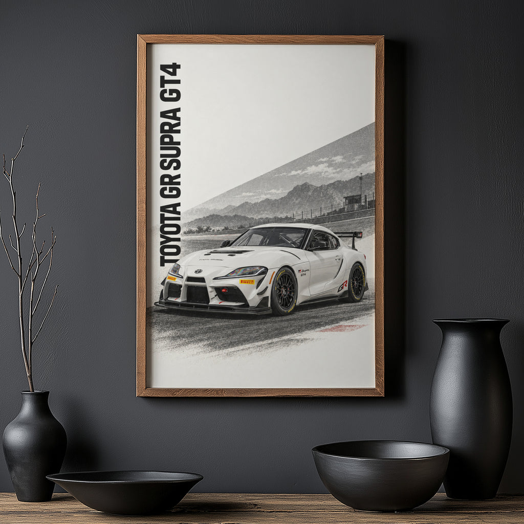 Vintage Toyota Supra Print, Racing Car Wall Art