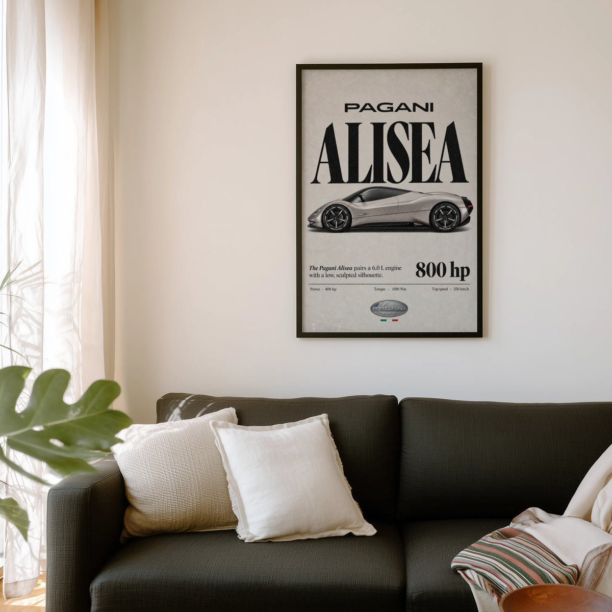 Vintage Pagani Alisea Print, Car Poster, Supercar Wall Art