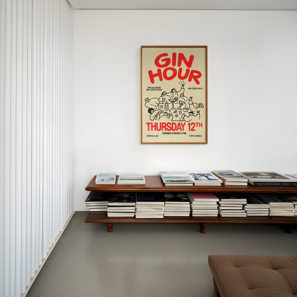 Vintage Gin Hour Print Poster, Cocktail Wall Art
