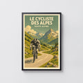Vintage Alpine Cyclist Poster, Mountain Cycling Wall Art