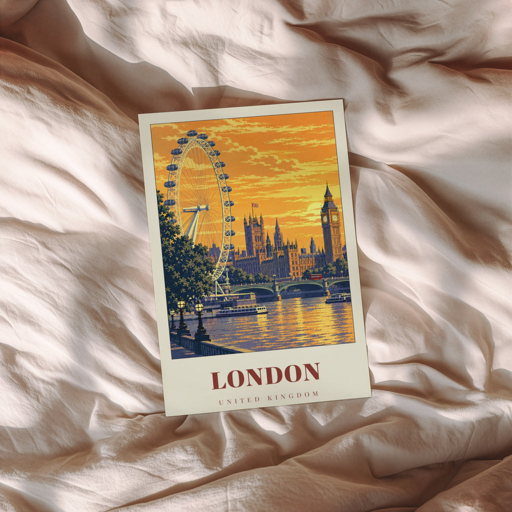 Vintage London Poster, Skyline Wall Art, Big Ben Print
