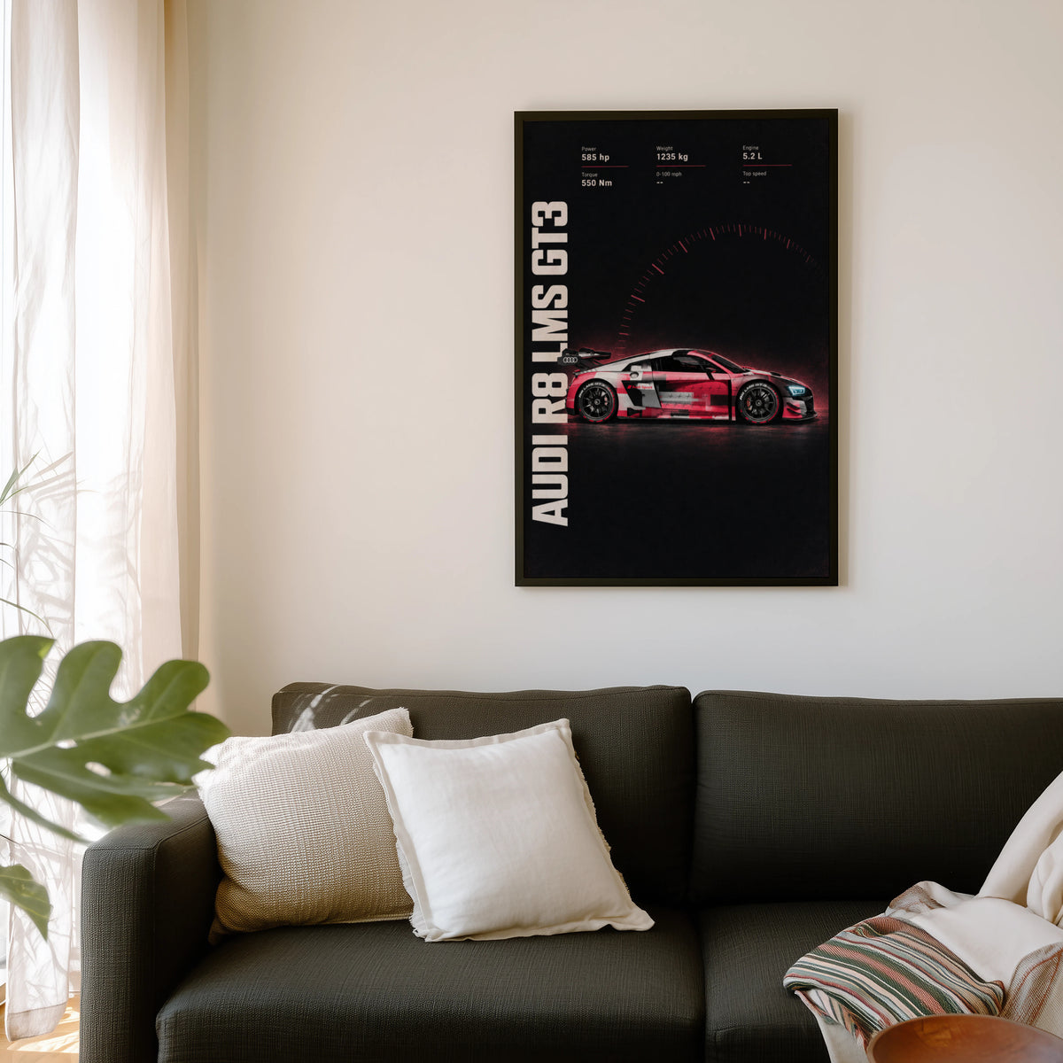 Vintage Audi R8 LMS GT3 Print, Race Car Wall Art