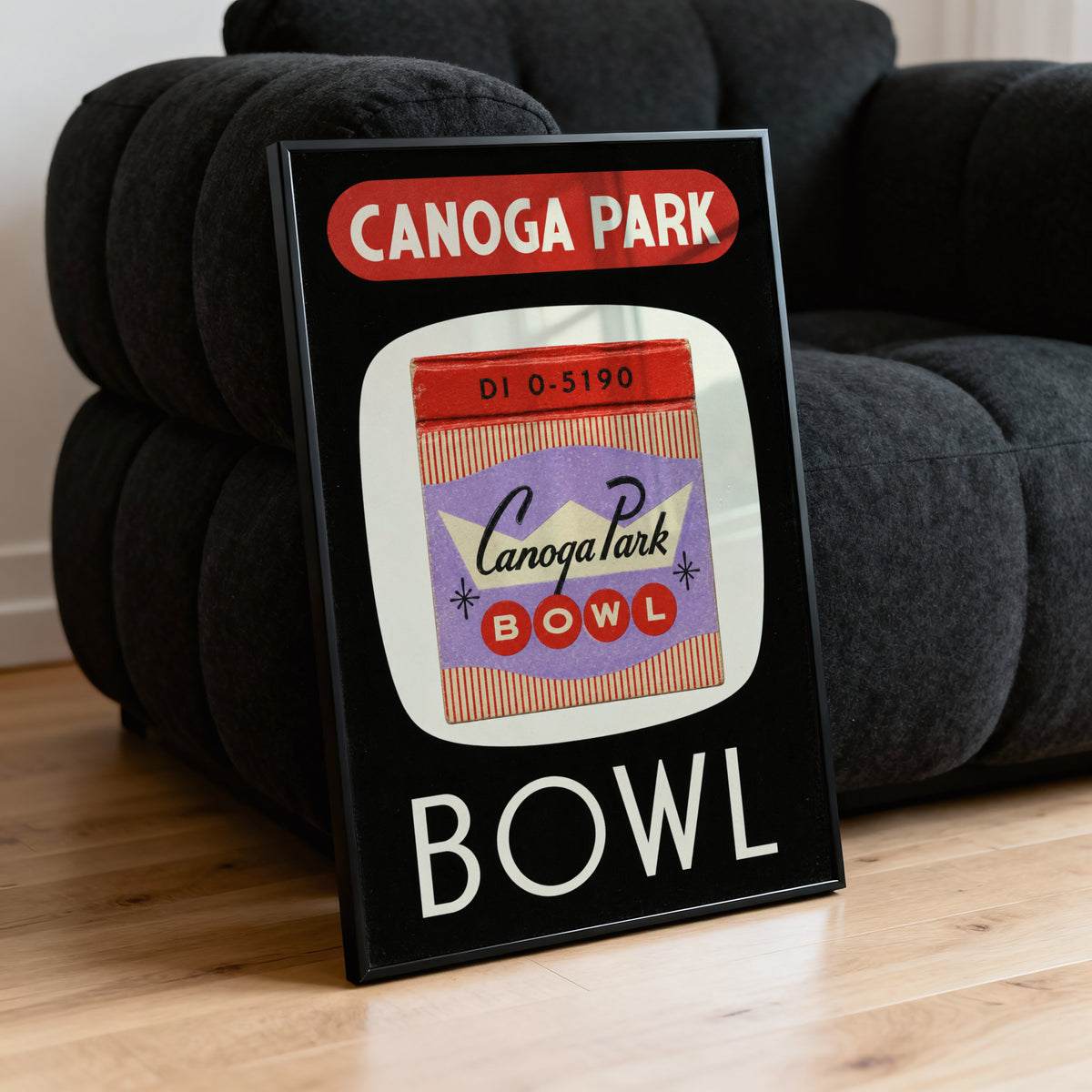 Vintage Bowling Alley Poster, Matchbook Wall Art Print