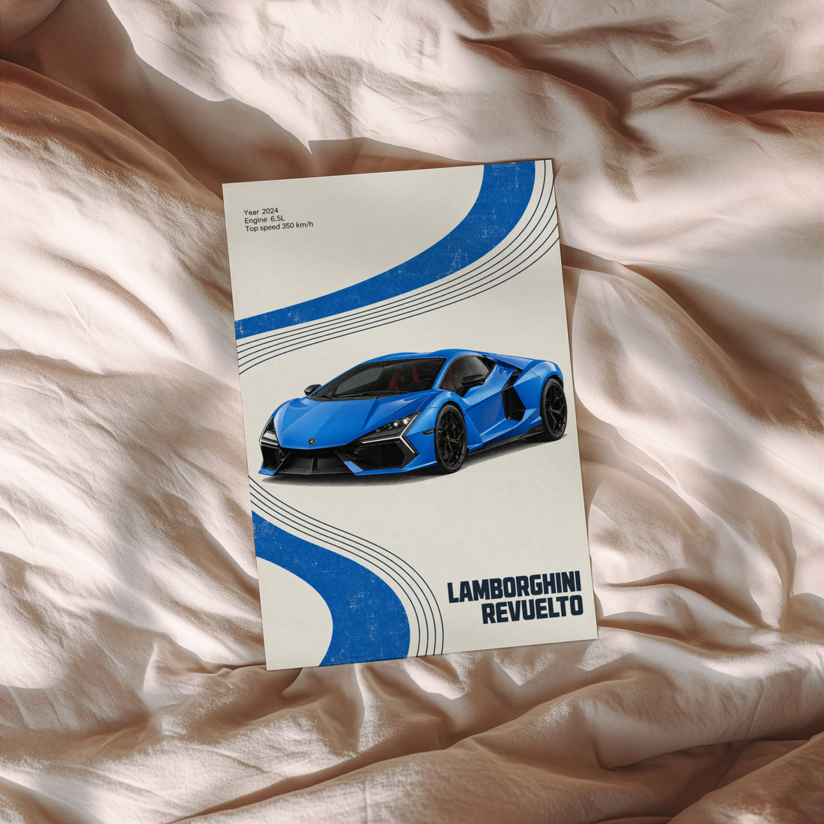 Vintage Lamborghini Revuelto Print, Supercar Art