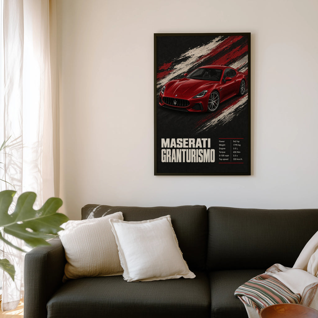 Vintage Maserati GranTurismo Print, Car Wall Art