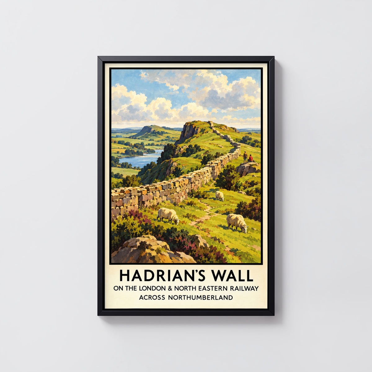 Vintage Hadrian's Wall Print Poster, Northumberland