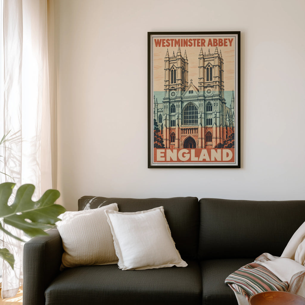 Vintage Westminster Abbey Poster, London Wall Art, Print