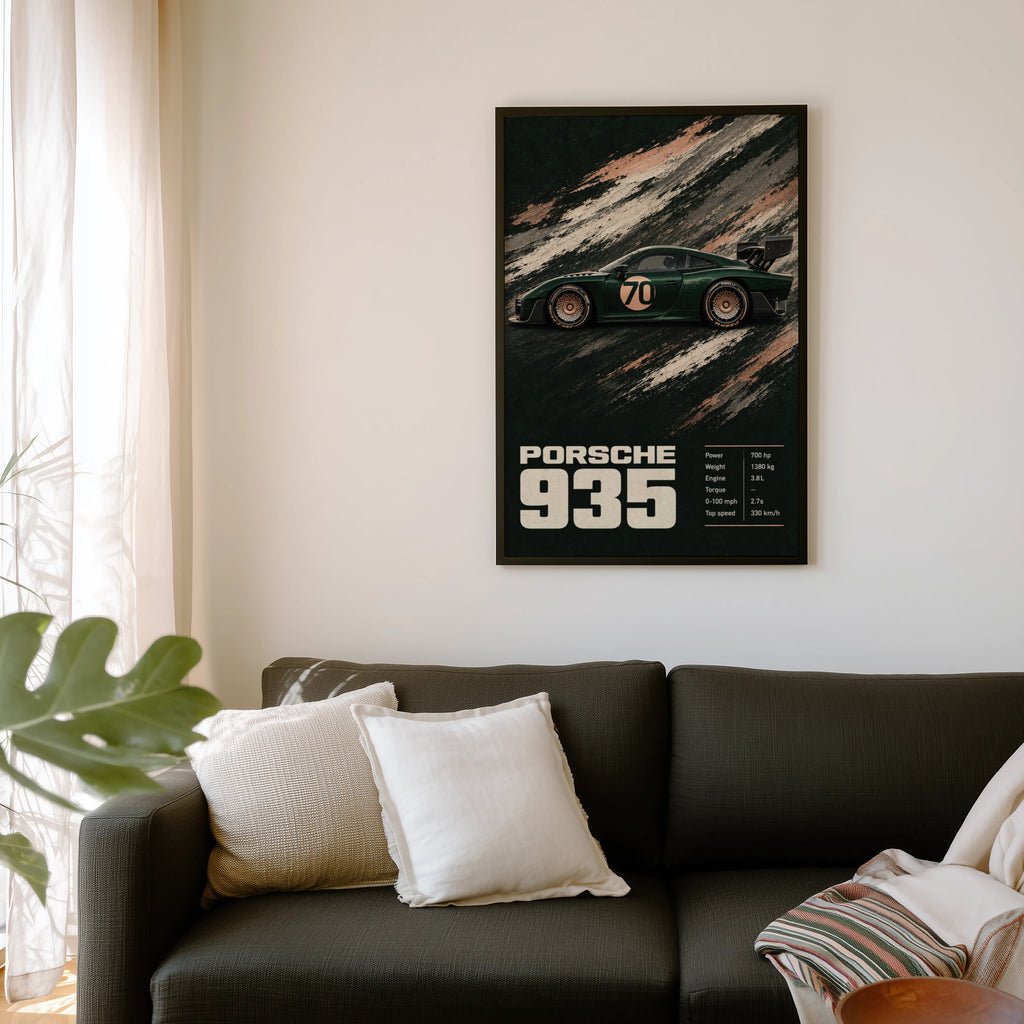 Vintage Porsche 935 Print, Race Car Wall Art