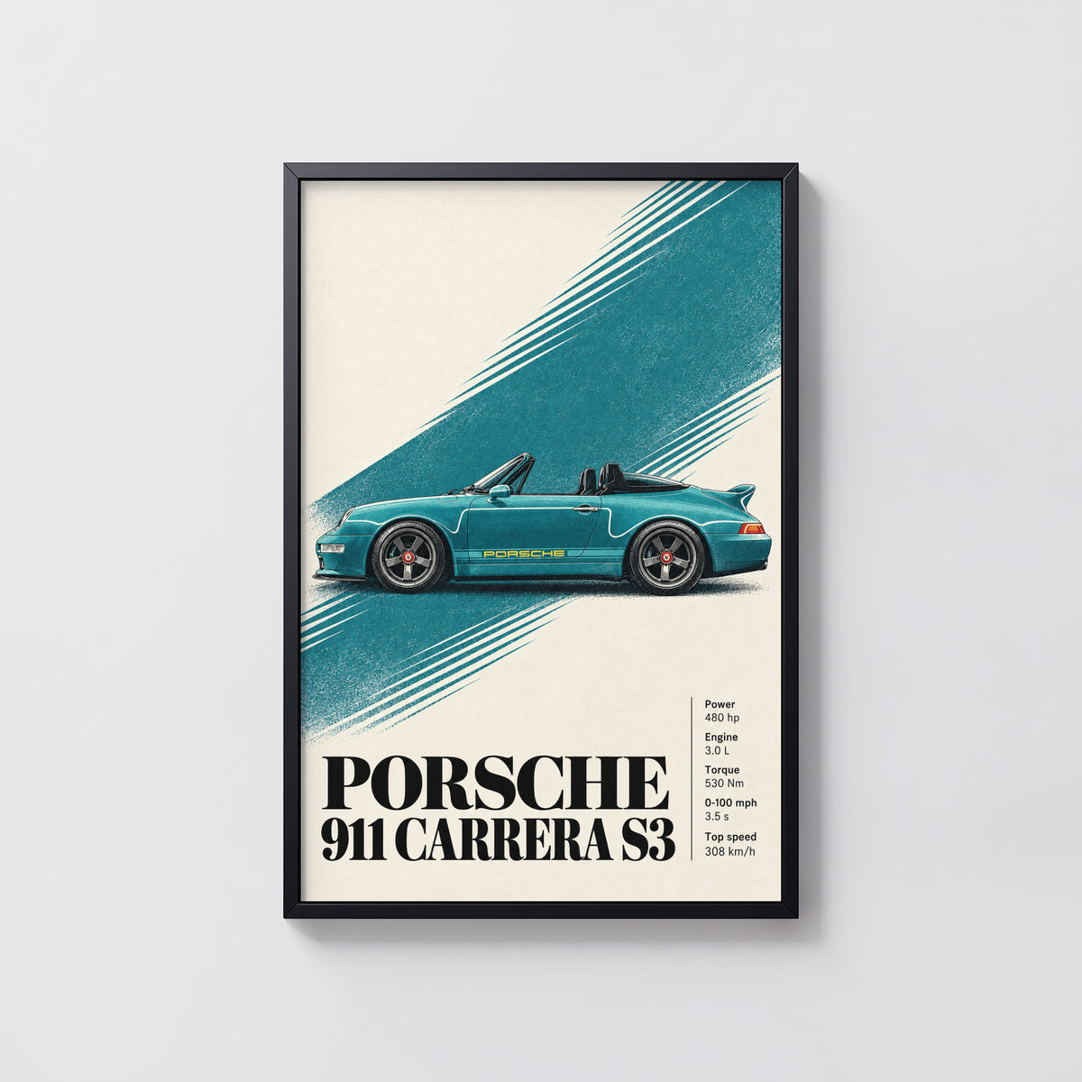 Vintage Porsche 911 Print, Car Wall Art