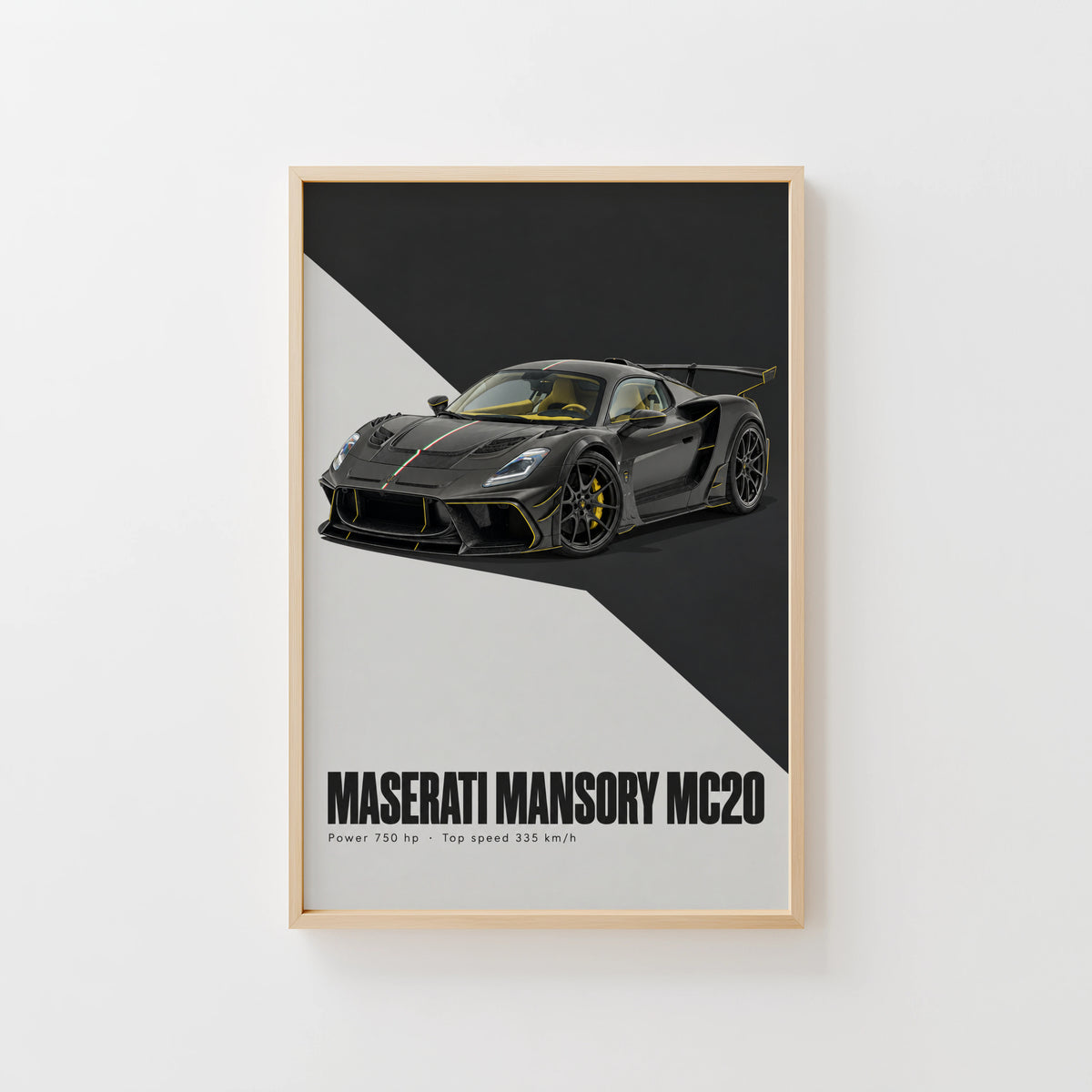 Vintage Maserati MC20 Print, Supercar Wall Art