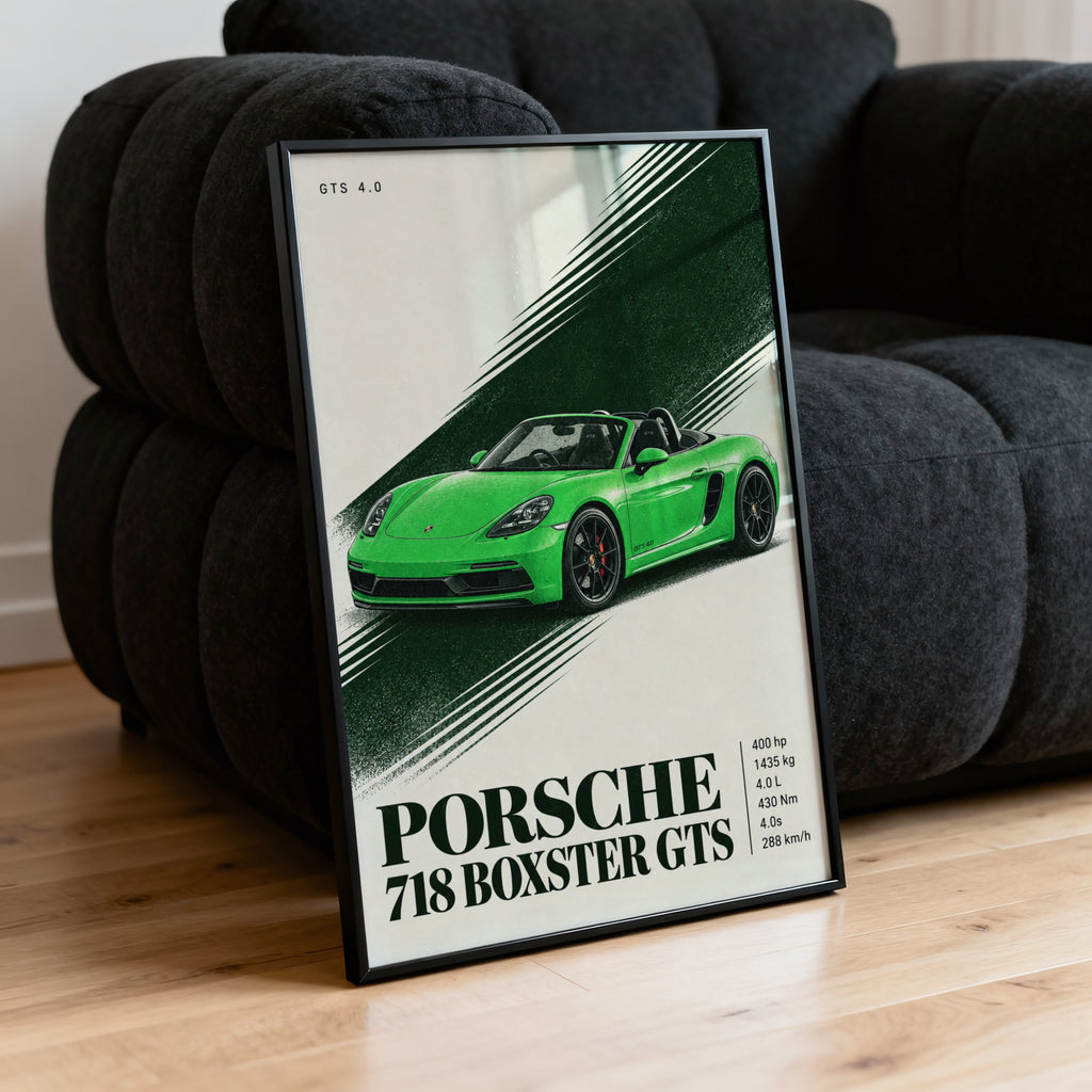 Vintage Porsche 718 Boxster GTS Print, Car Wall Art