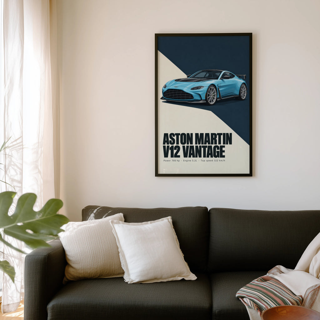 Vintage Aston Martin V12 Vantage Print, Car Art