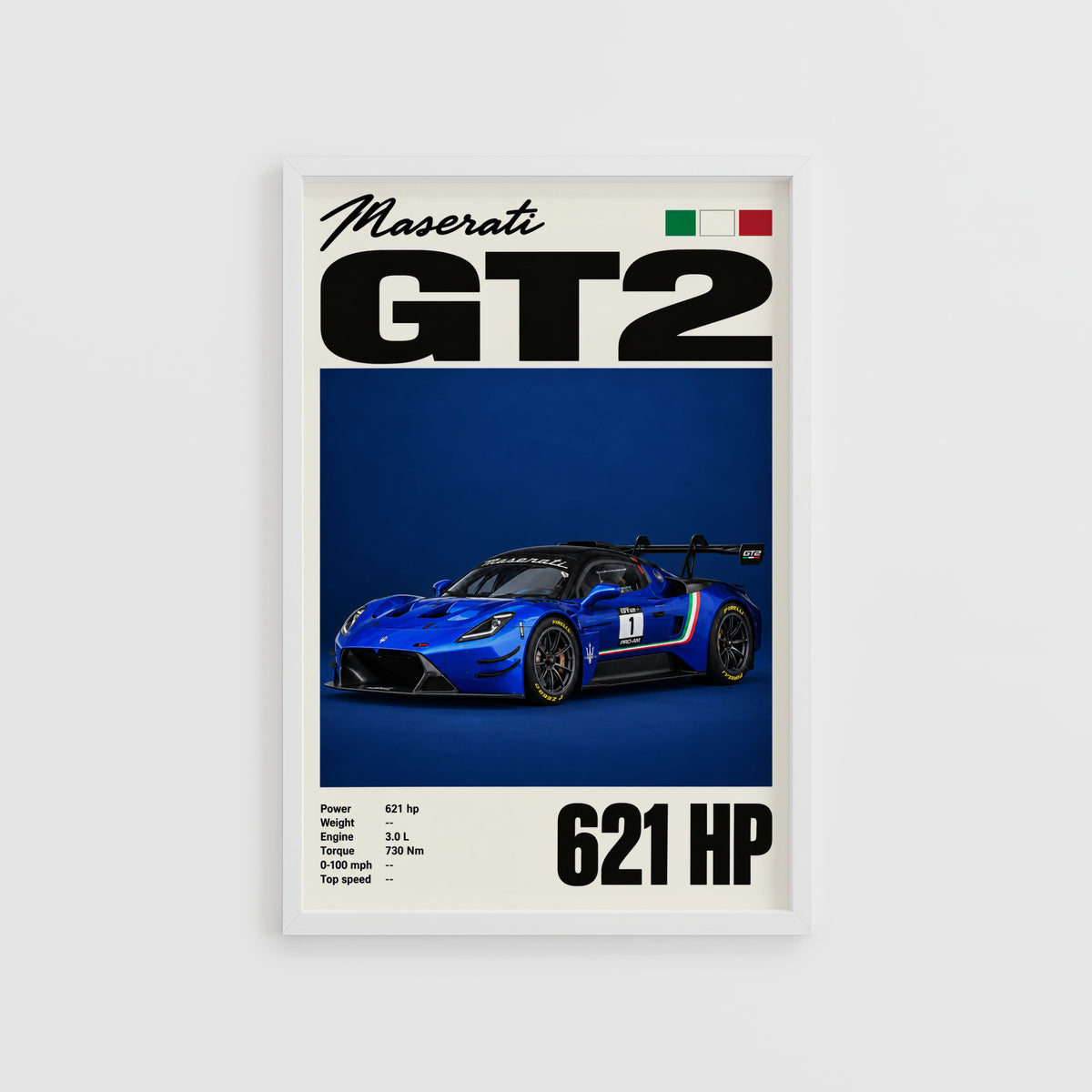 Vintage Maserati GT2 Print, Race Car Wall Art