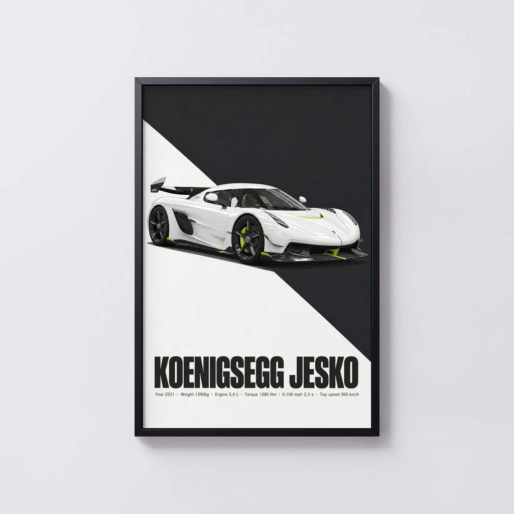 Vintage Koenigsegg Jesko Print, Hypercar Wall Art