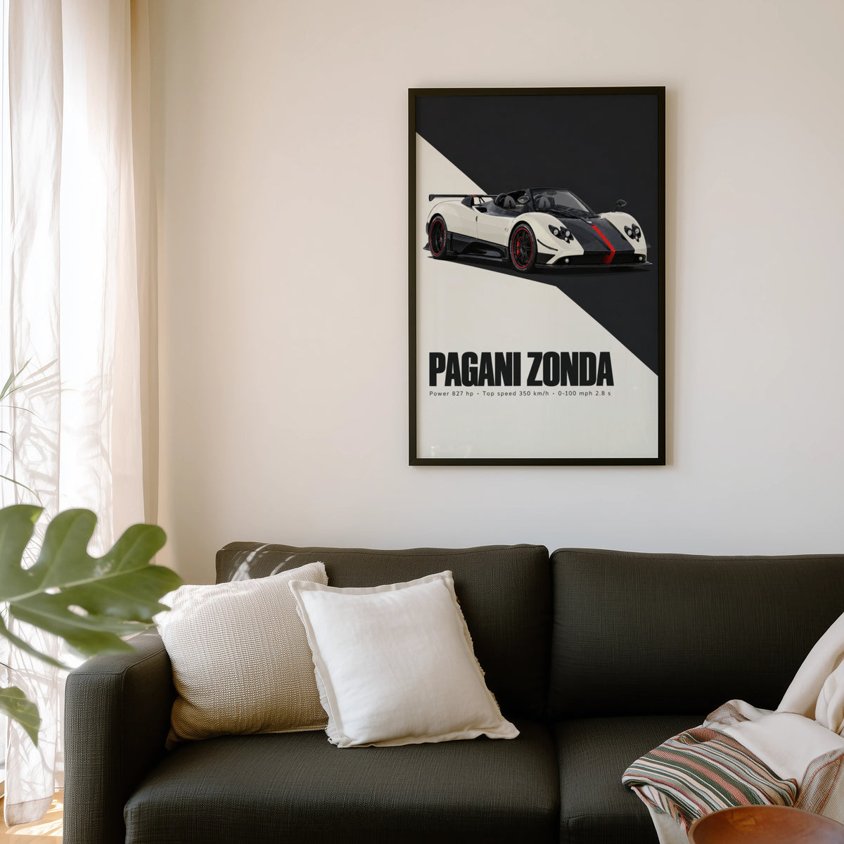 Vintage Pagani Zonda Print, Supercar Wall Art
