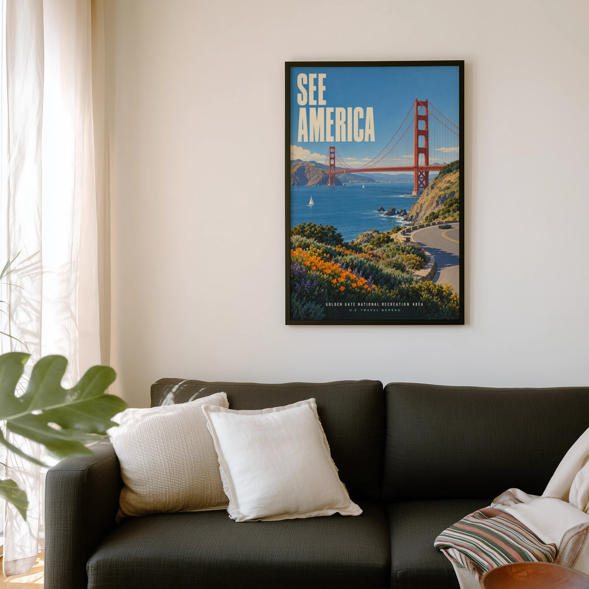 Vintage Golden Gate Bridge Poster, San Francisco Print
