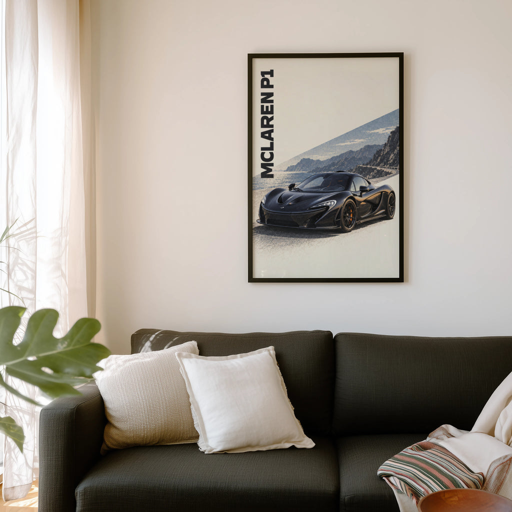 Vintage McLaren P1 Print, Supercar Wall Art