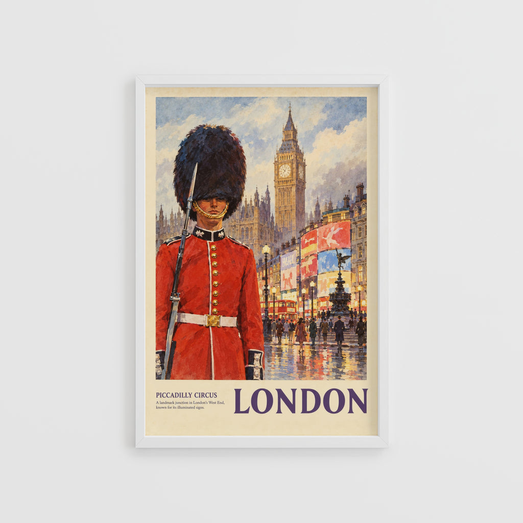 Vintage London Poster, Piccadilly Circus Print, Wall Art