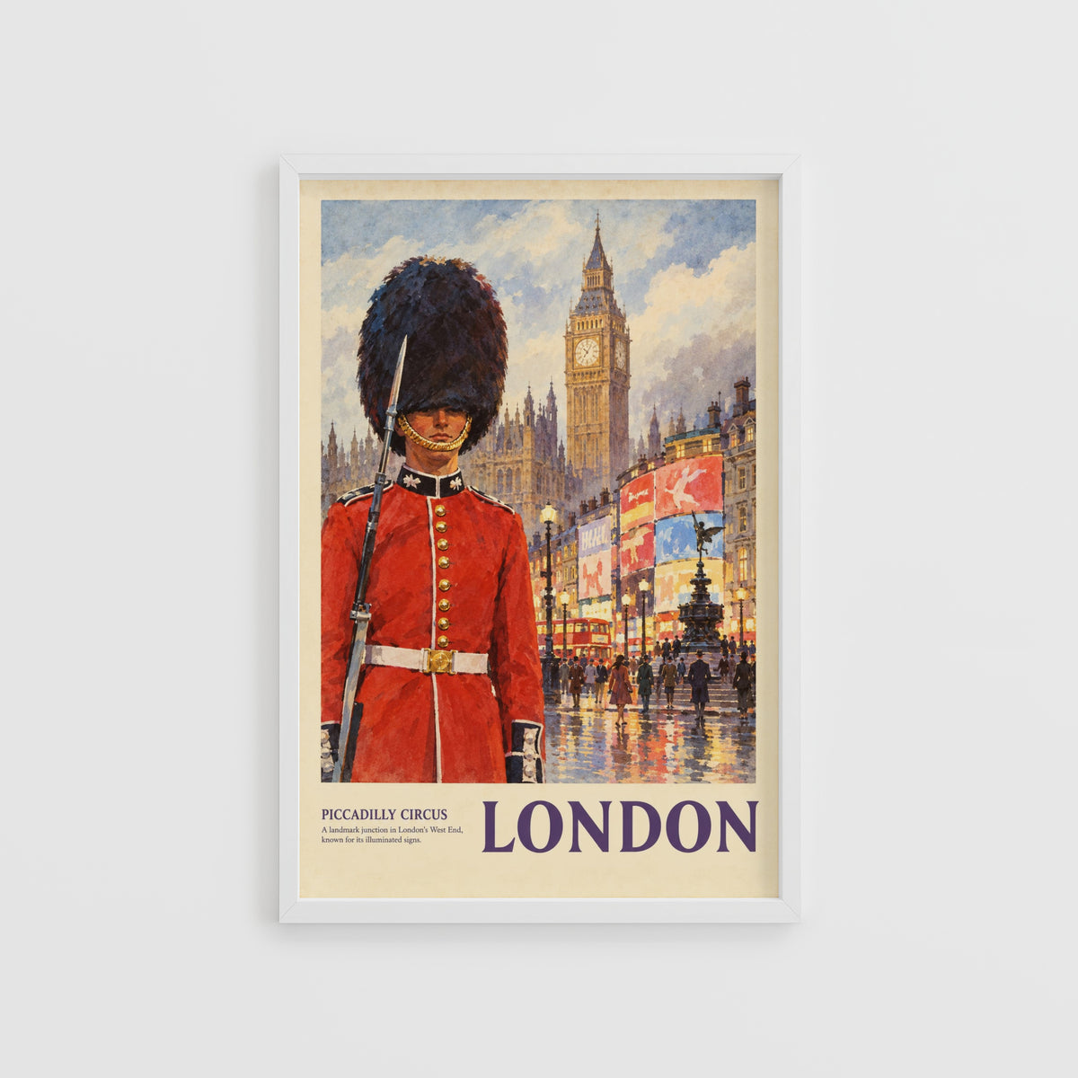 Vintage London Poster, Piccadilly Circus Print, Wall Art