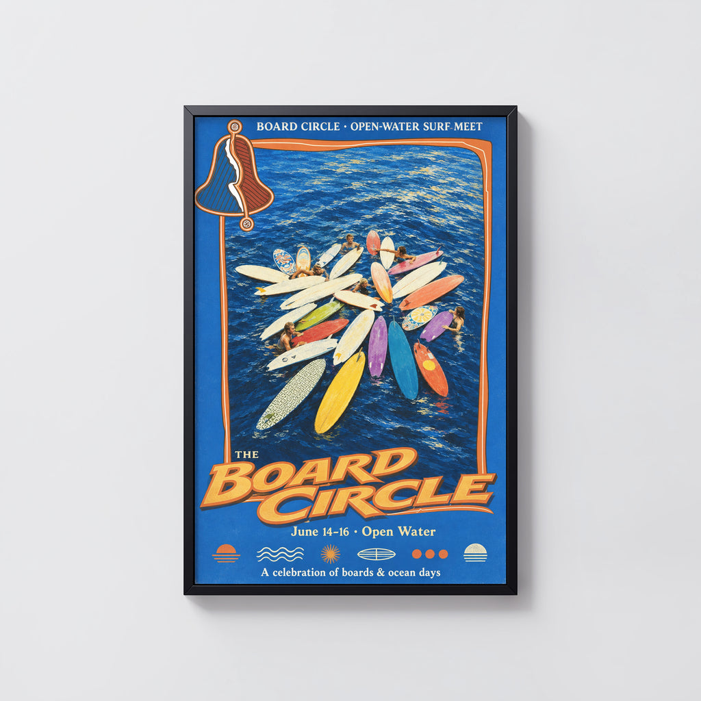 Vintage Surf Print and Poster, Board Circle Wall Art