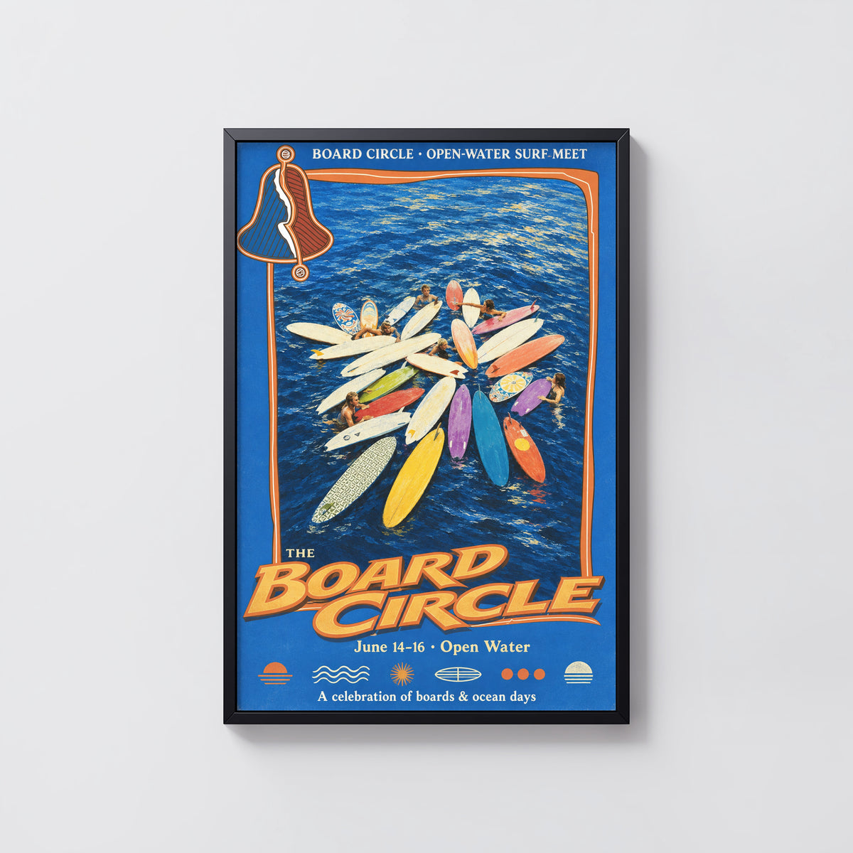 Vintage Surf Print and Poster, Board Circle Wall Art