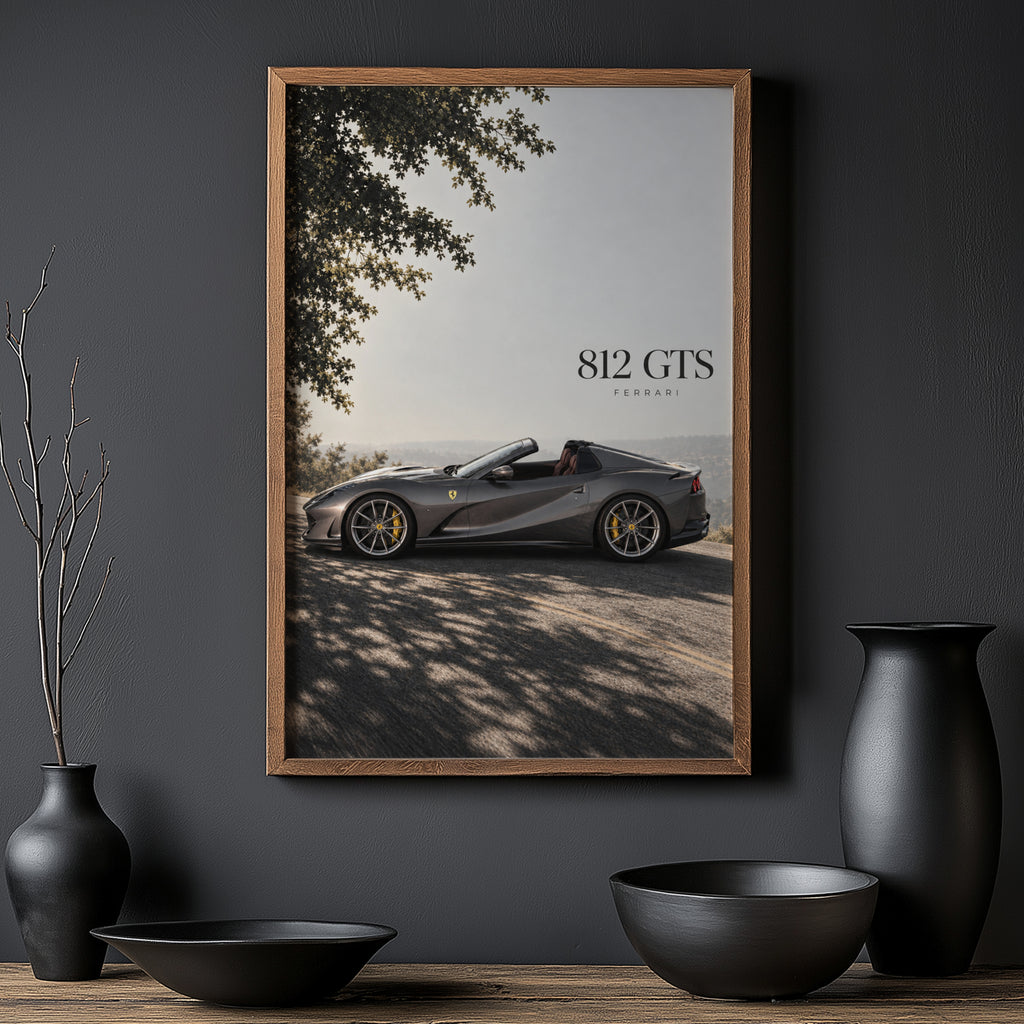 Vintage Ferrari 812 GTS Print, Supercar Wall Art