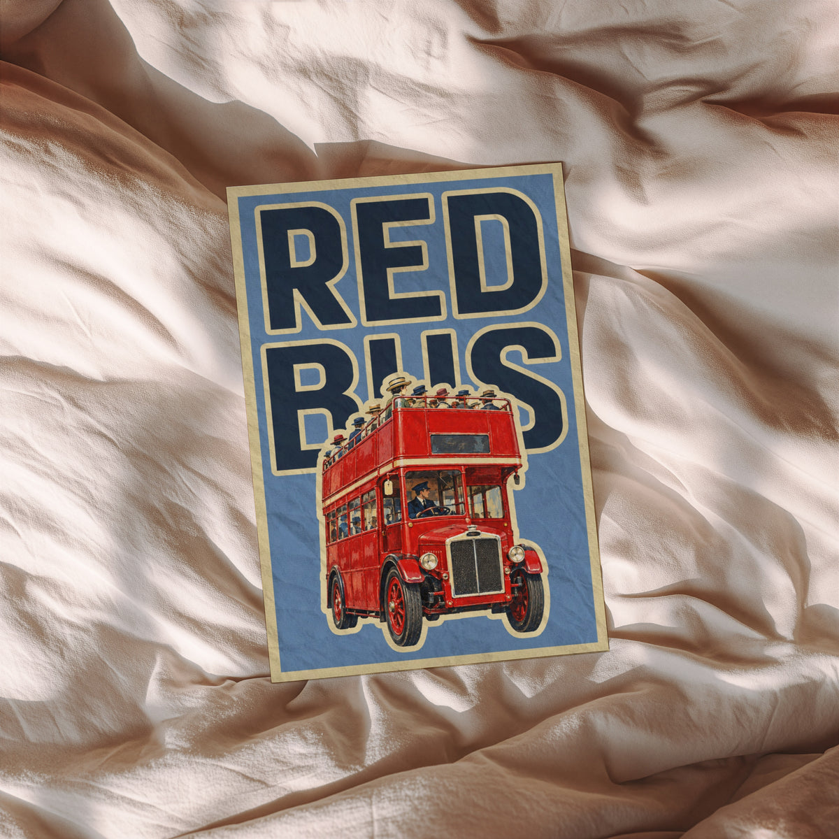 Vintage London Red Bus Poster, Double Decker Wall Art Print