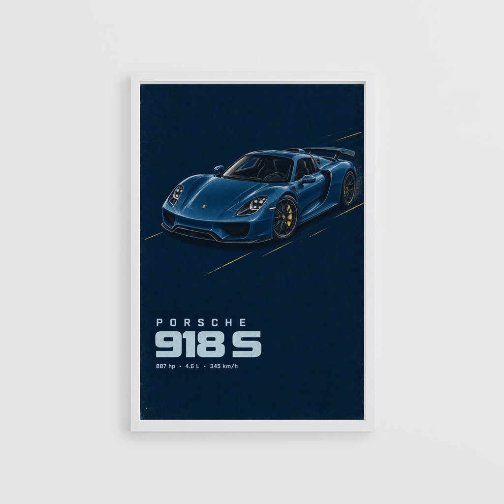Vintage Porsche 918 S Print, Car Poster, Wall Art