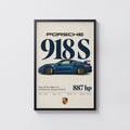 Vintage Porsche 918 S Print, Car Wall Art