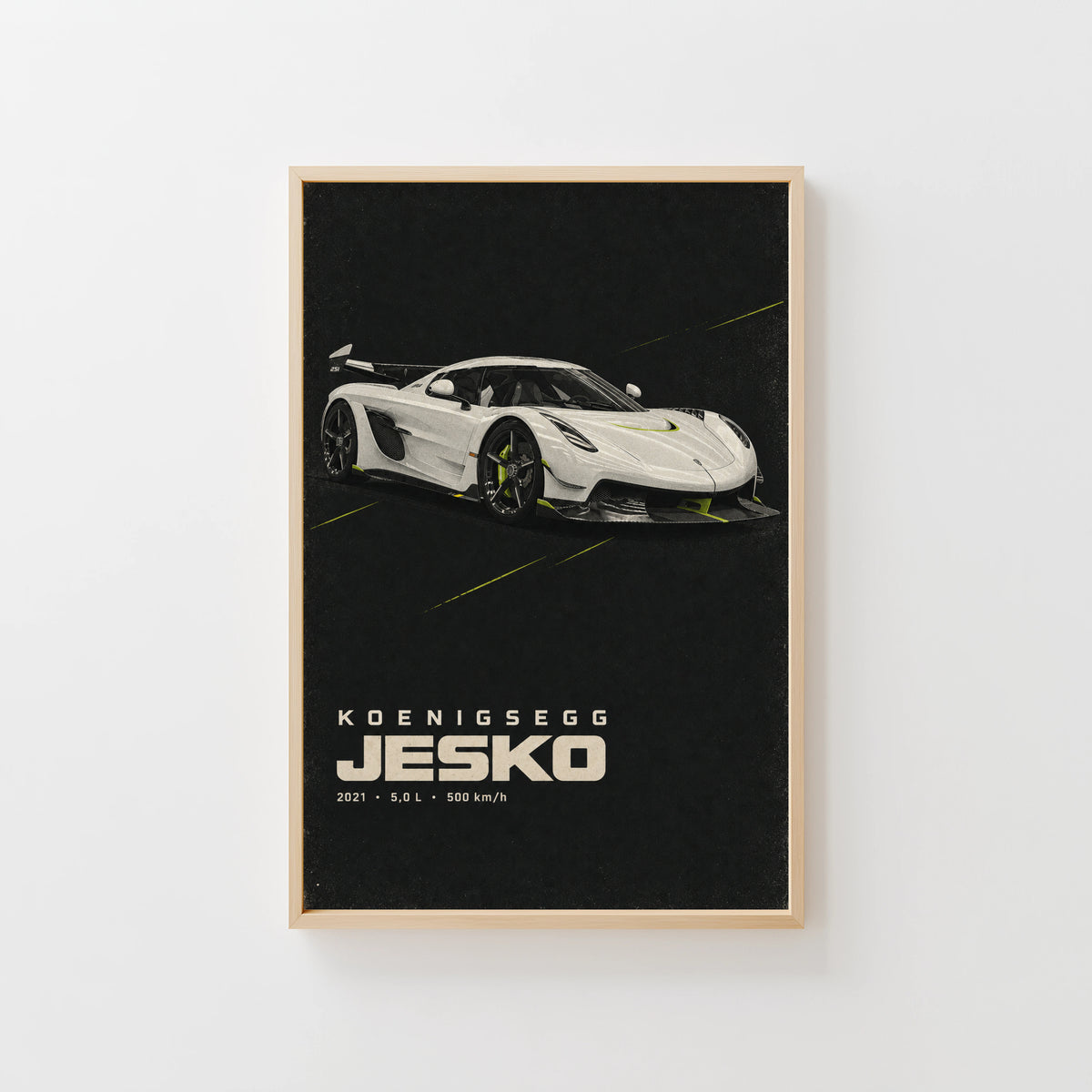 Vintage Koenigsegg Jesko Print, Supercar Wall Art