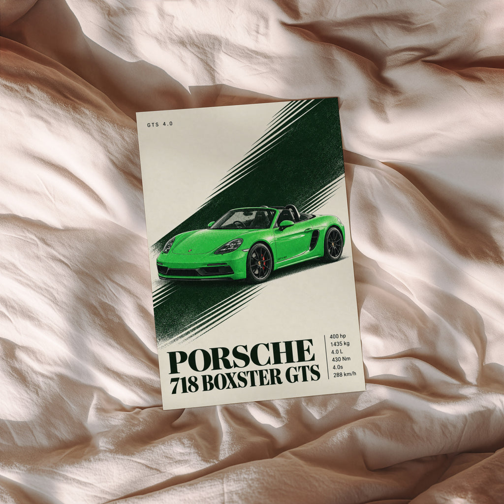 Vintage Porsche 718 Boxster GTS Print, Car Wall Art