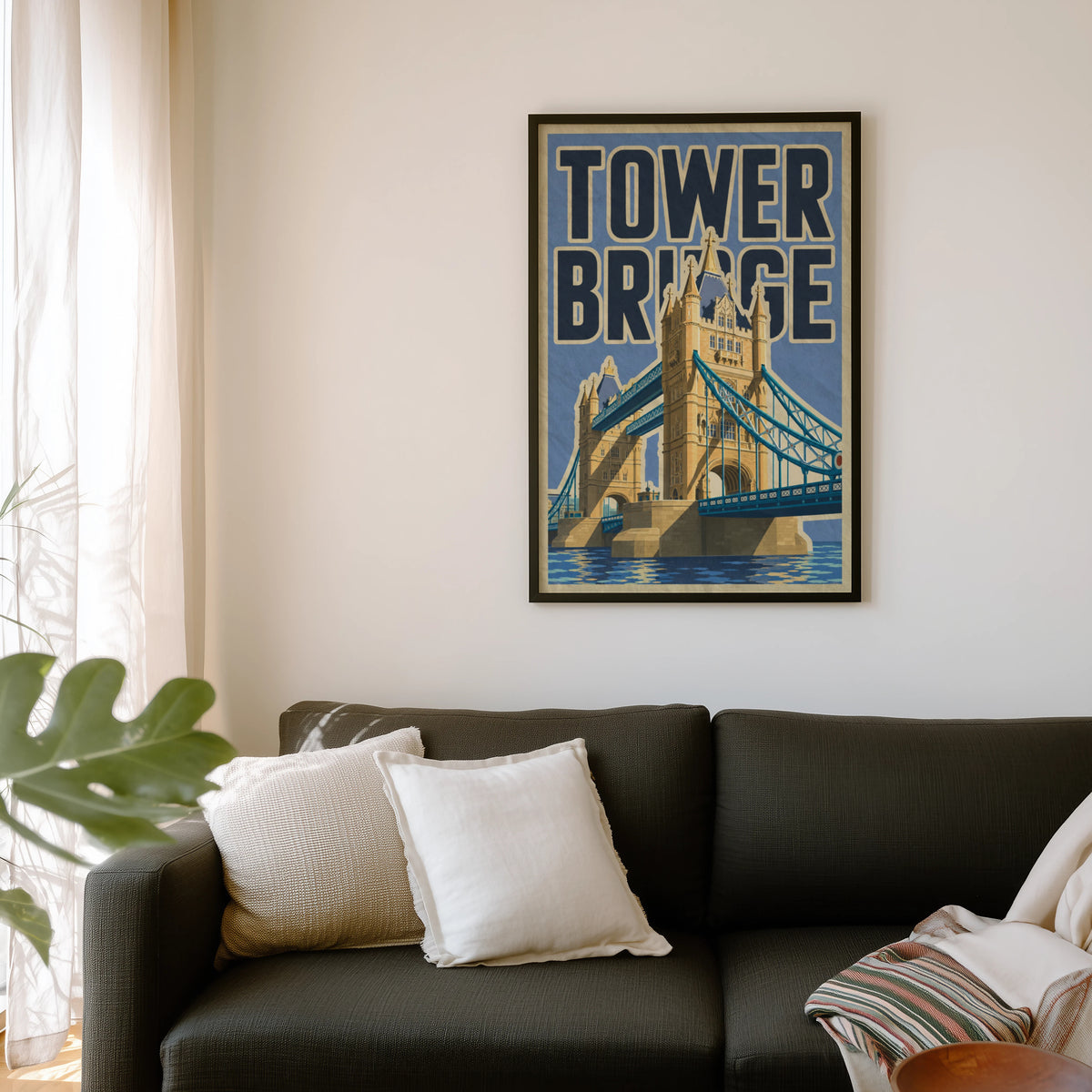 Vintage Tower Bridge London Poster, Retro Wall Art, Print