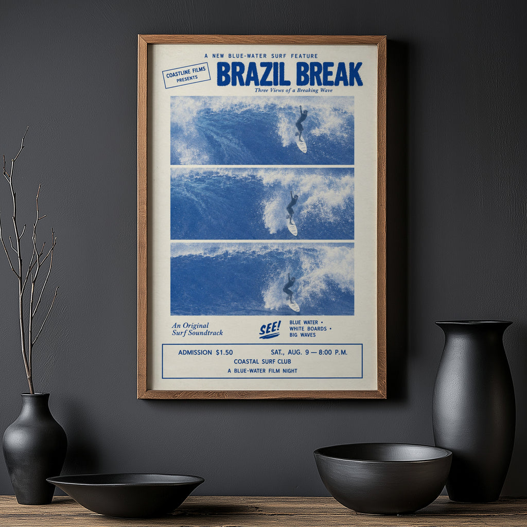 Vintage Brazil Break Surf Film Print and Poster