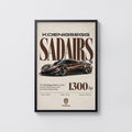 Vintage Koenigsegg Sadairs Print, Supercar Wall Art