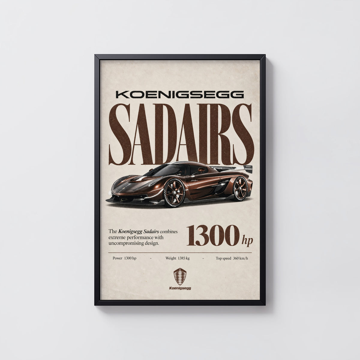 Vintage Koenigsegg Sadairs Print, Supercar Wall Art